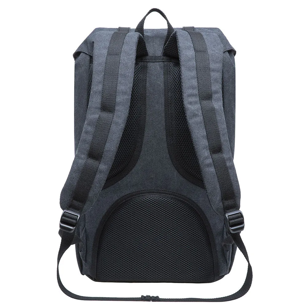 KAUKKO Retro Canvas Backpack for city trips, E5-1 ( Black Grey / 22L )