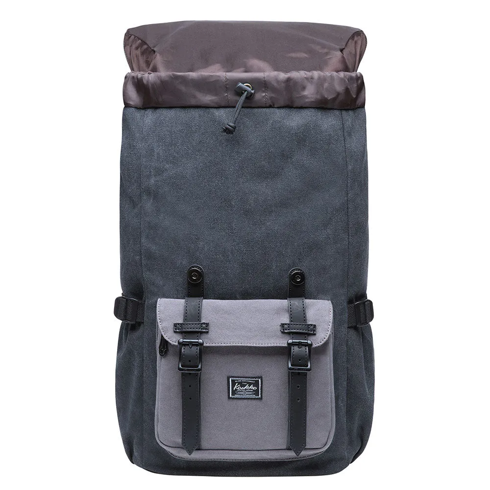 KAUKKO Retro Canvas Backpack for city trips, E5-1 ( Black Grey / 22L )