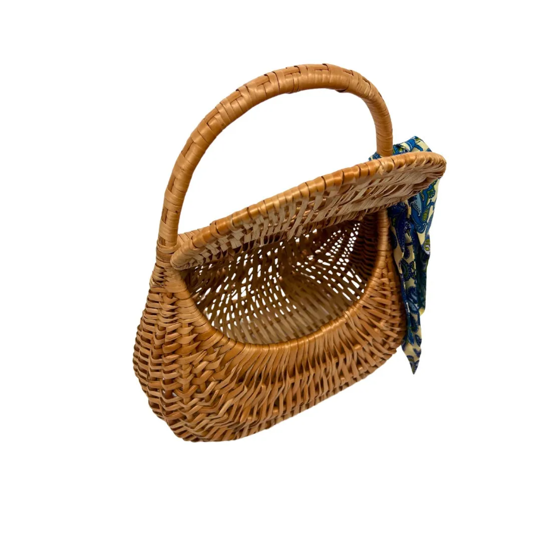 Large Hand woven Portuguese Handbag with Vintage Scarf.