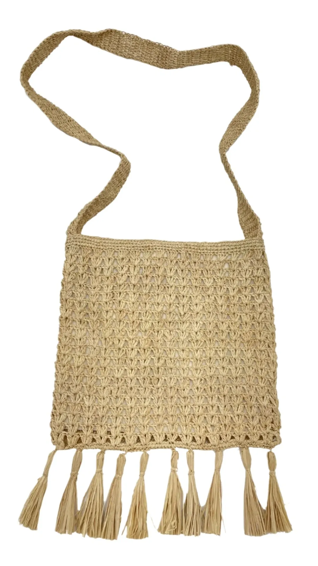 Luli Crochet Crossbody Bag with Multiple Tassel Trim