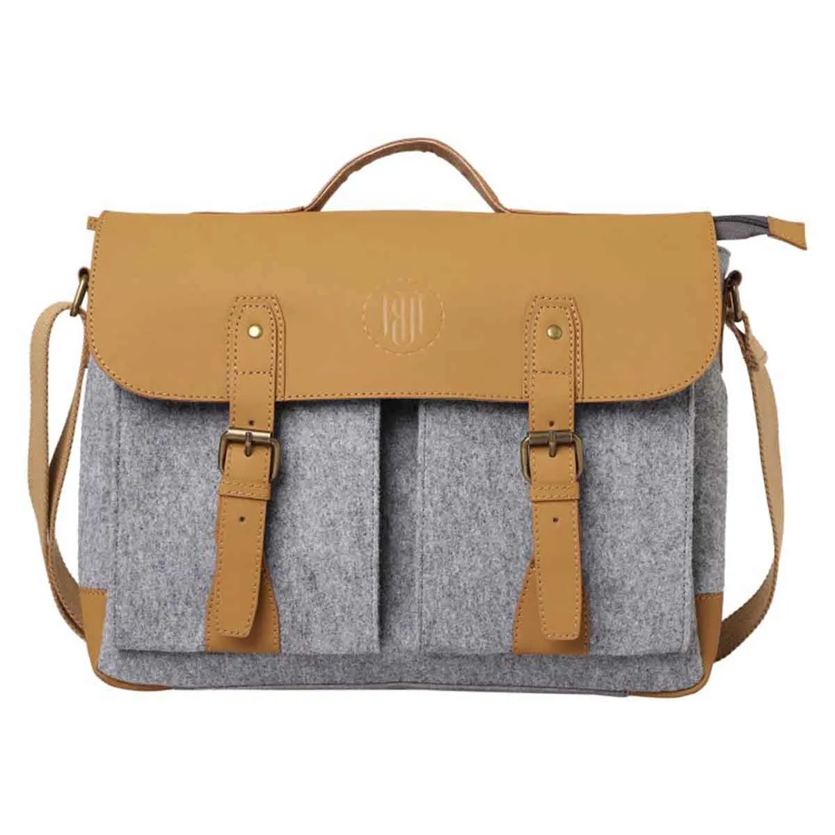 Mona B - Unisex Canvas Messenger Crossbody Laptop/Tablet/MacBook Bag: Arctic Light Grey