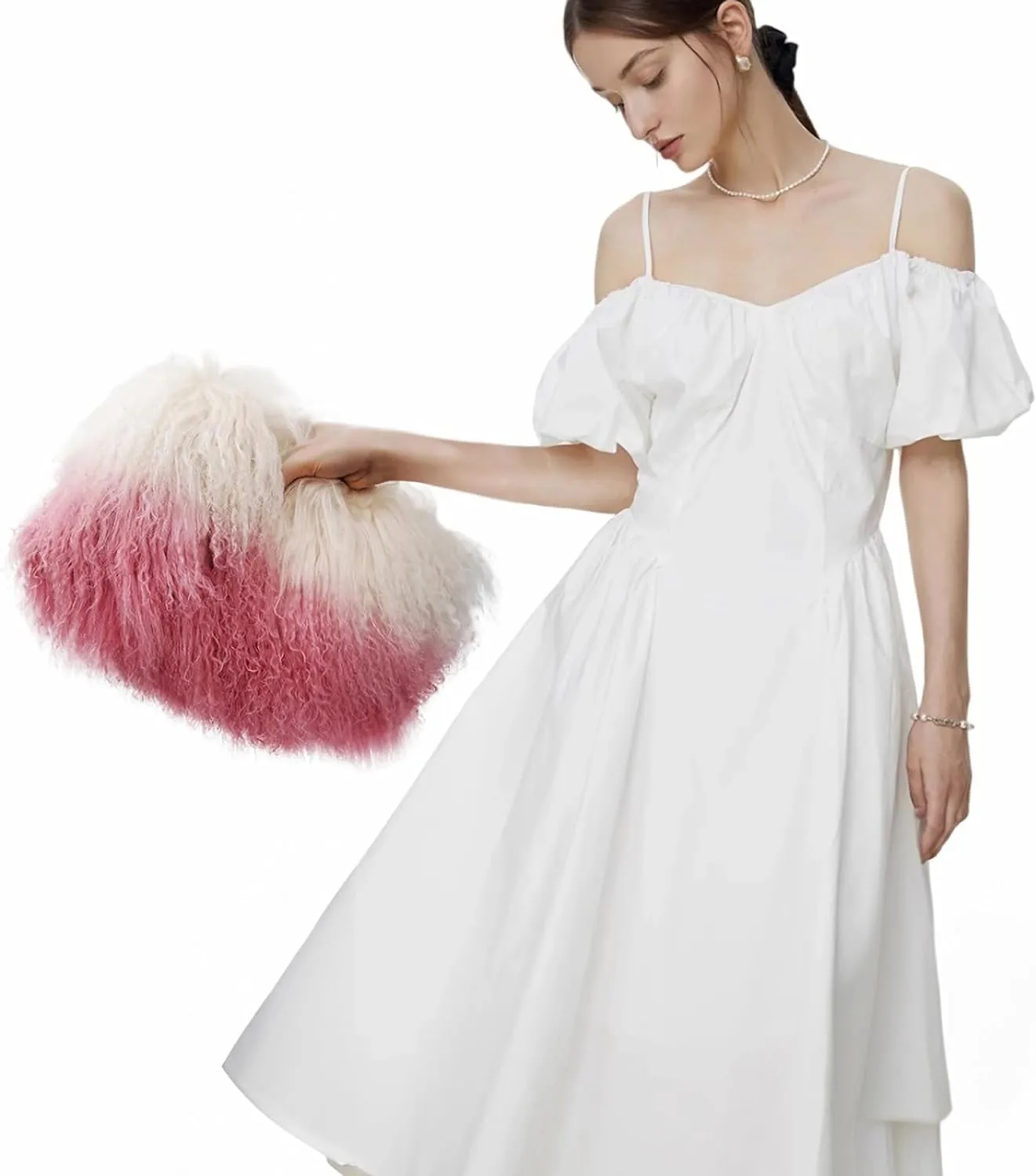 Mongolian Red Luxury Wool Fur Handbag