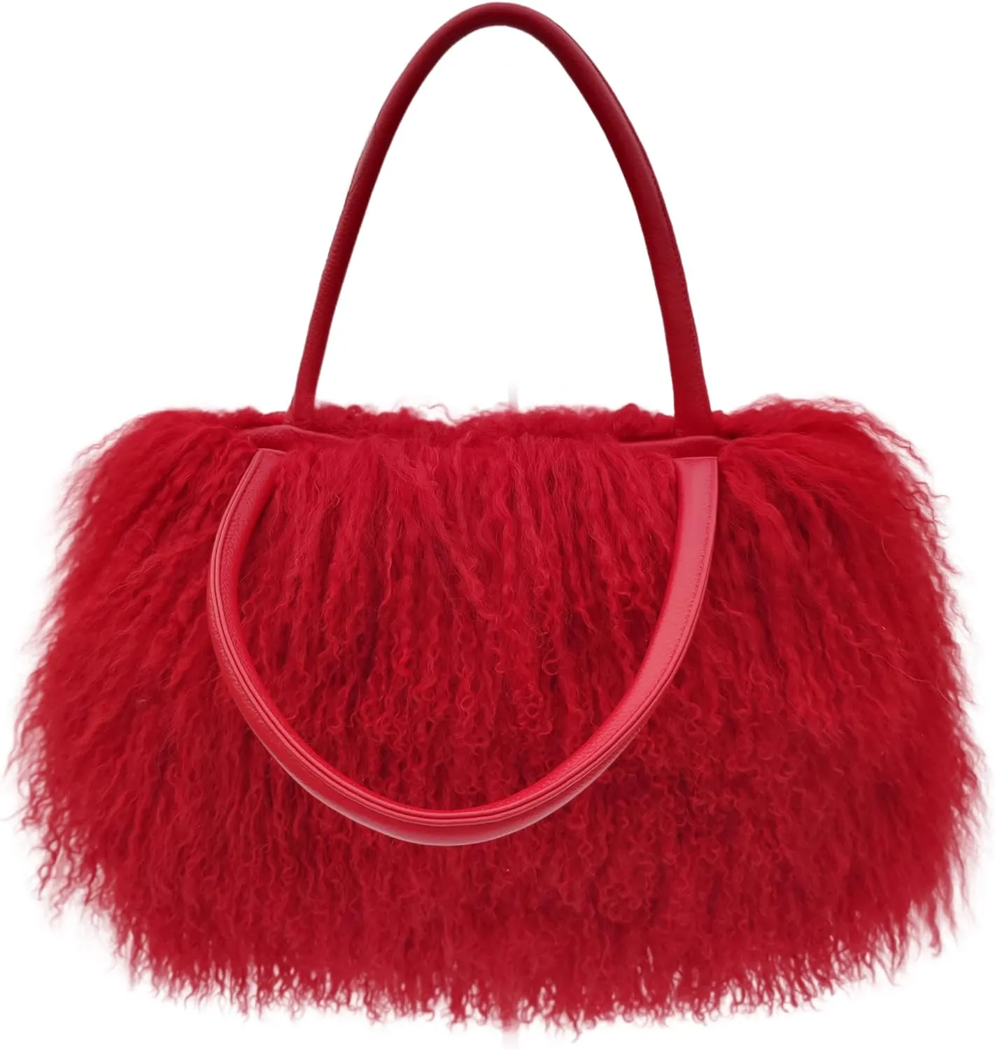 Mongolian Red Luxury Wool Fur Handbag