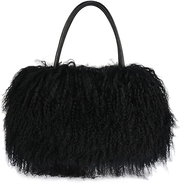 Mongolian Red Luxury Wool Fur Handbag