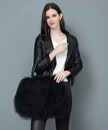 Mongolian Red Luxury Wool Fur Handbag