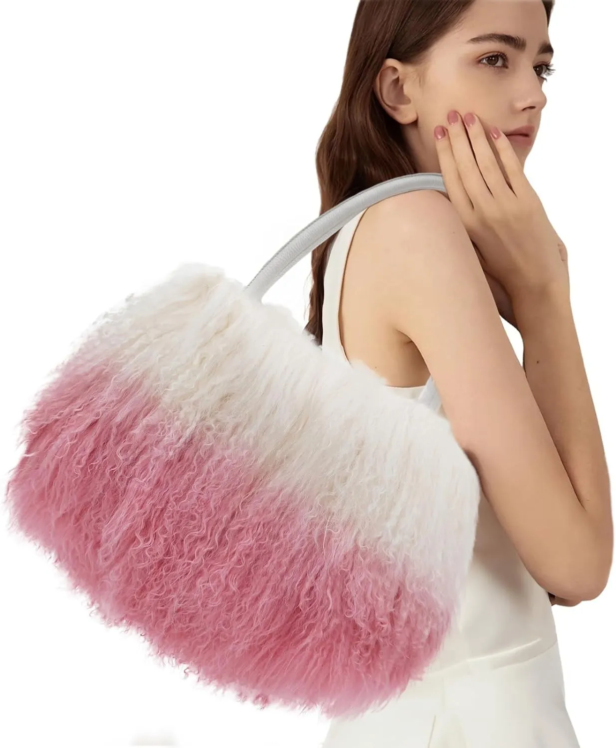 Mongolian Red Luxury Wool Fur Handbag
