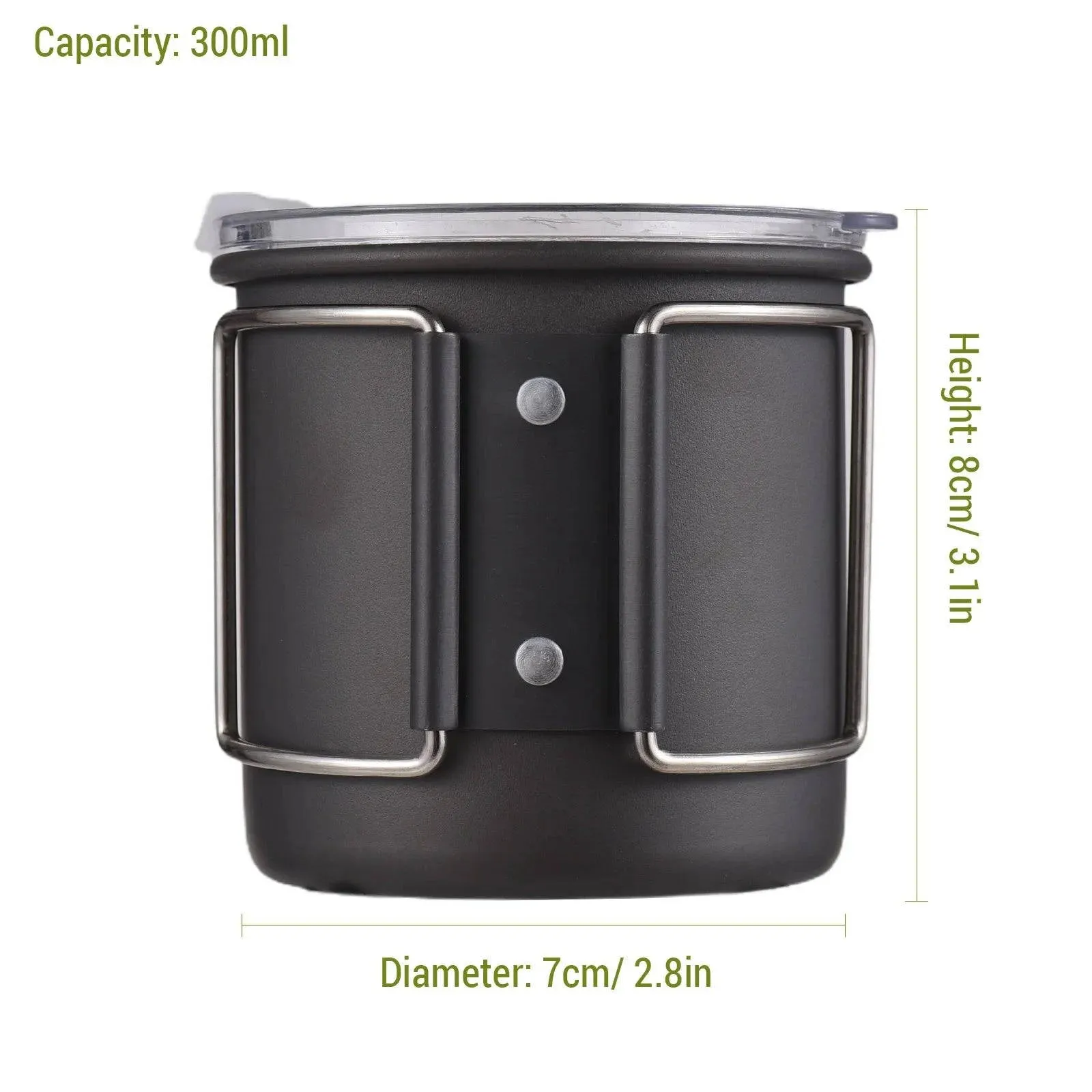 Outdoor 300ml/400ml/600ml Camping Mug Hard Anodized Aluminum Water Cup with Folding Handle and Lid for Outdoor Camping Hiking