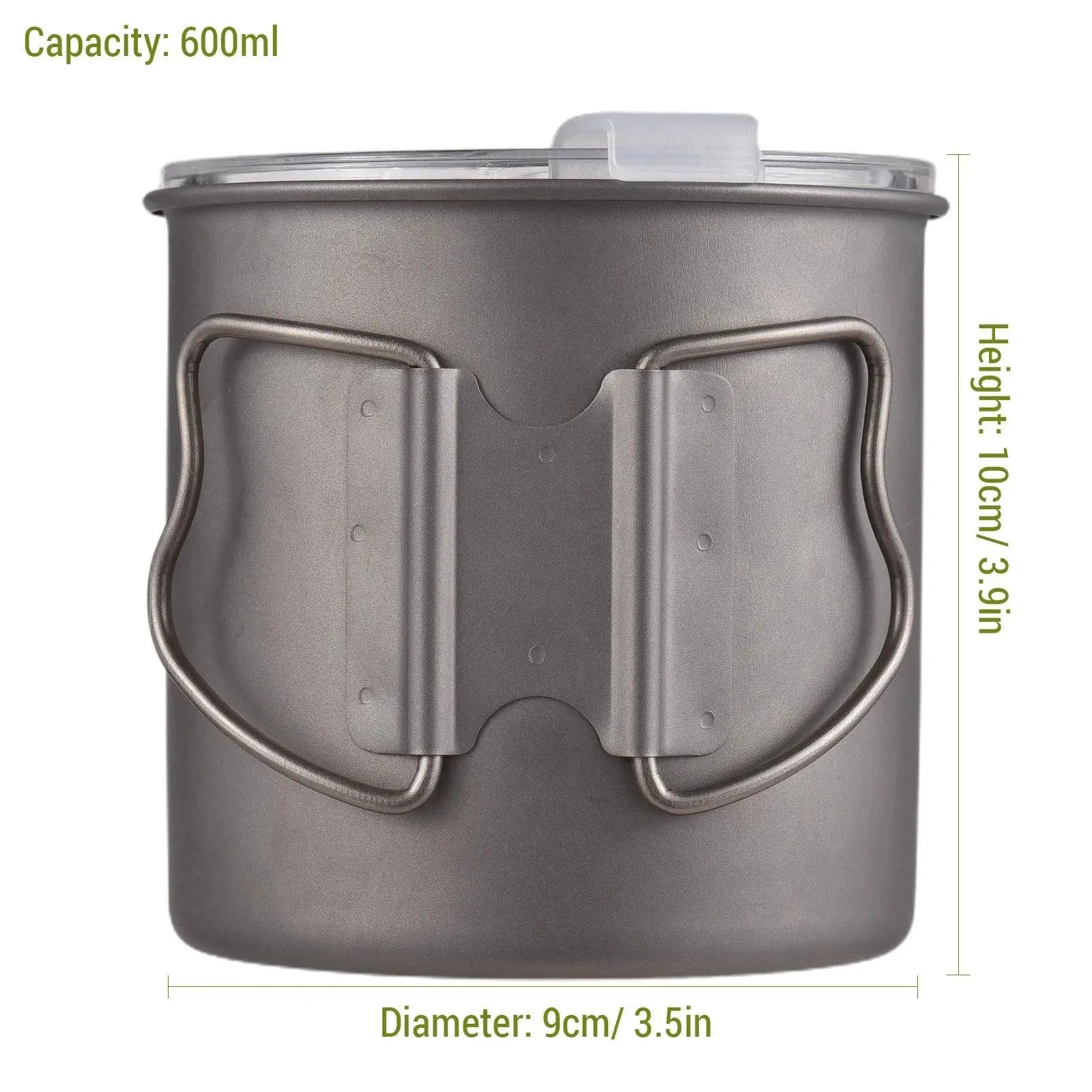 Outdoor 300ml/400ml/600ml Camping Mug Hard Anodized Aluminum Water Cup with Folding Handle and Lid for Outdoor Camping Hiking