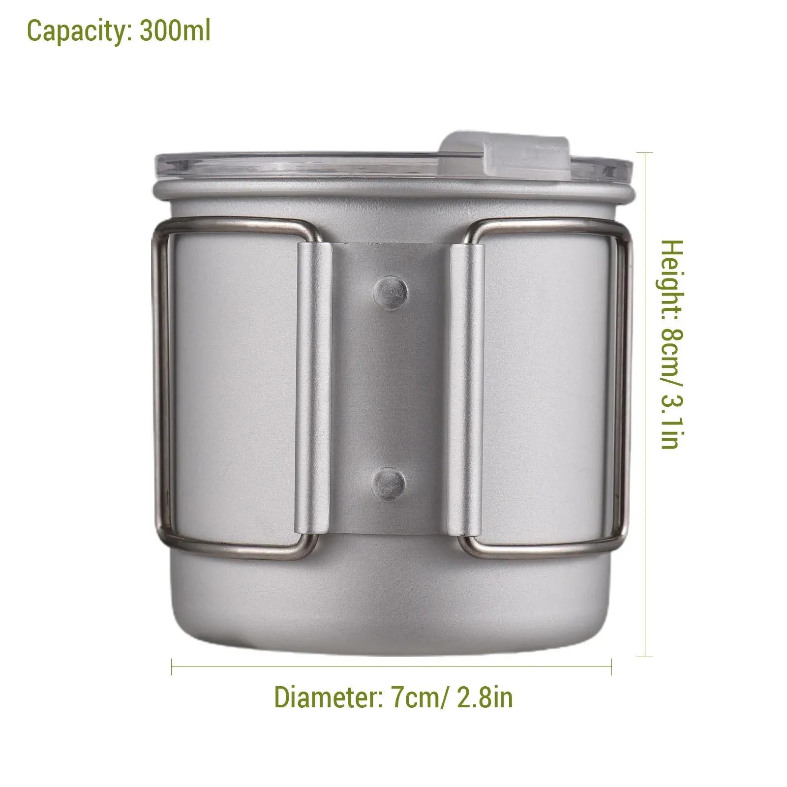 Outdoor 300ml/400ml/600ml Camping Mug Hard Anodized Aluminum Water Cup with Folding Handle and Lid for Outdoor Camping Hiking