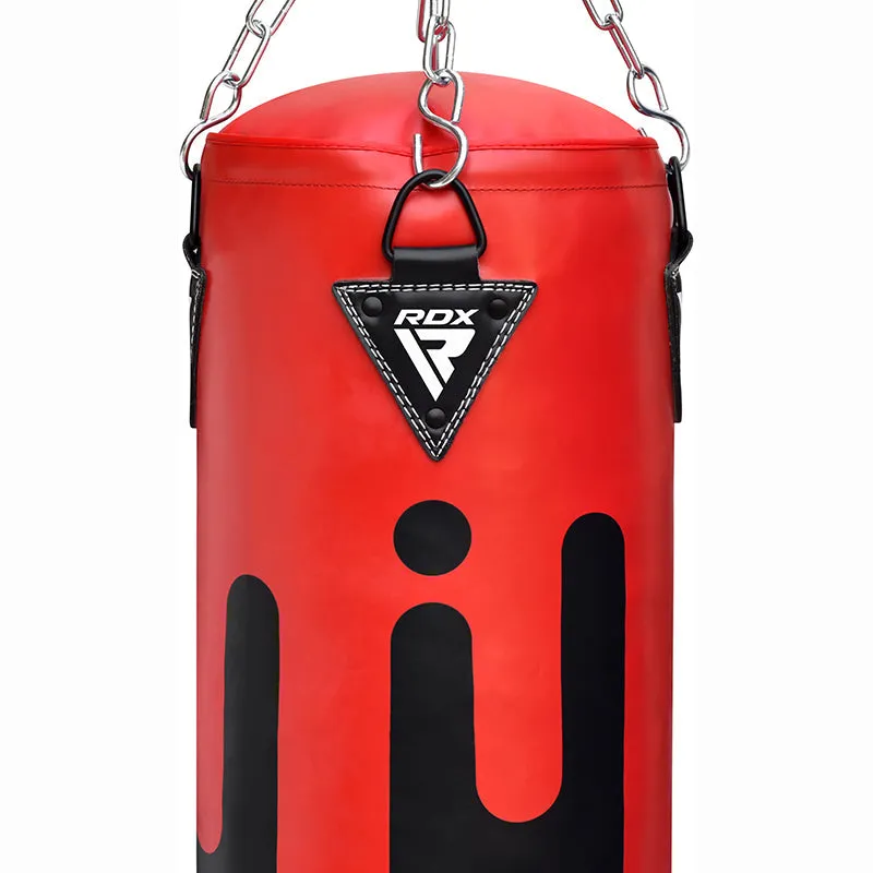 RDX F9R 4ft / 5ft 2-in-1 Black / Red Punch Bag for Boxing & MMA Training Set