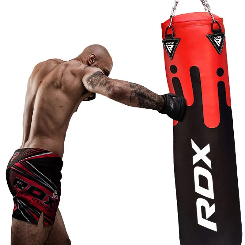 RDX F9R 4ft / 5ft 2-in-1 Black / Red Punch Bag for Boxing & MMA Training Set