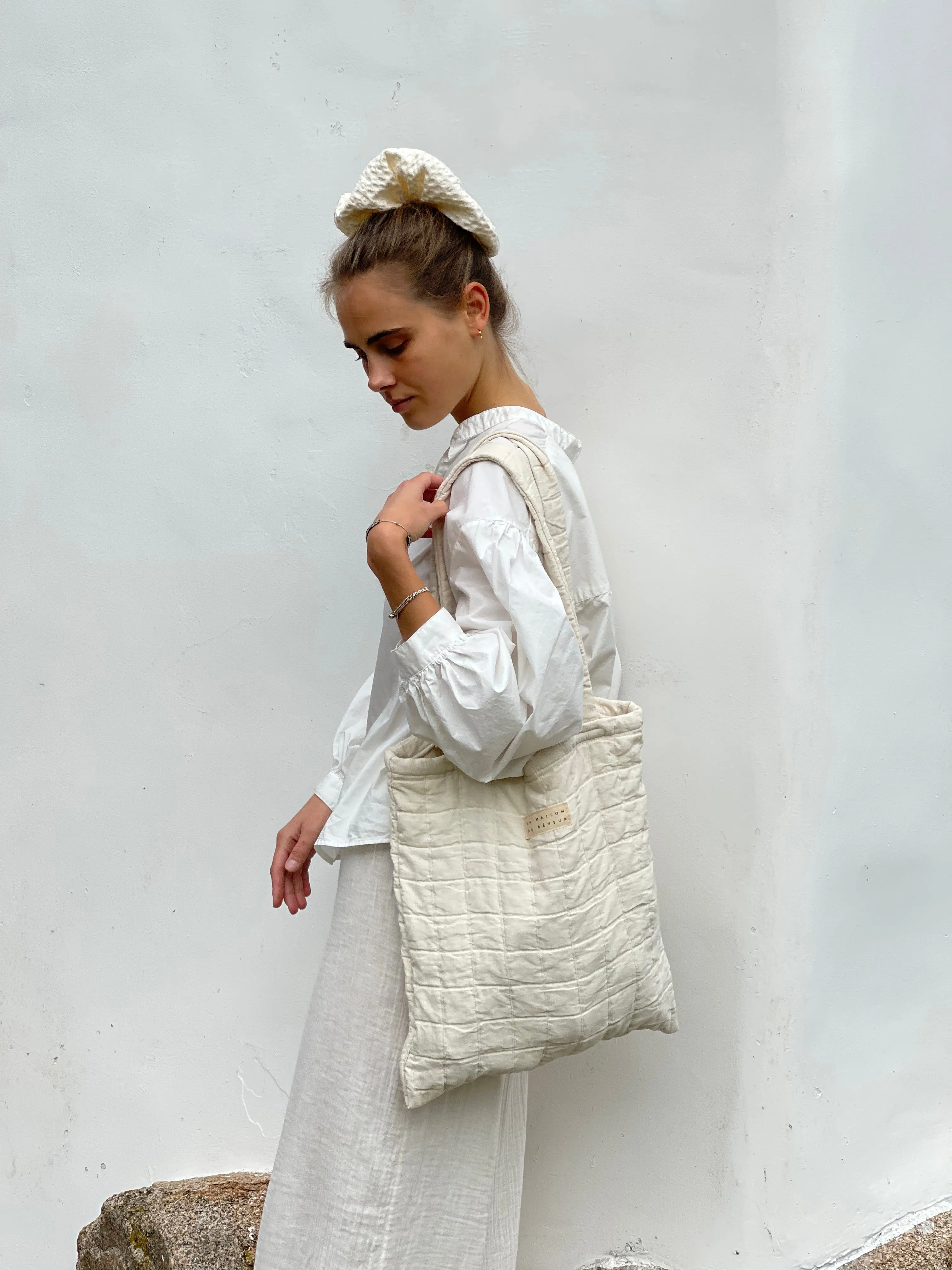 Saint Philomena Tote Bag — Natural Jacquard Cotton