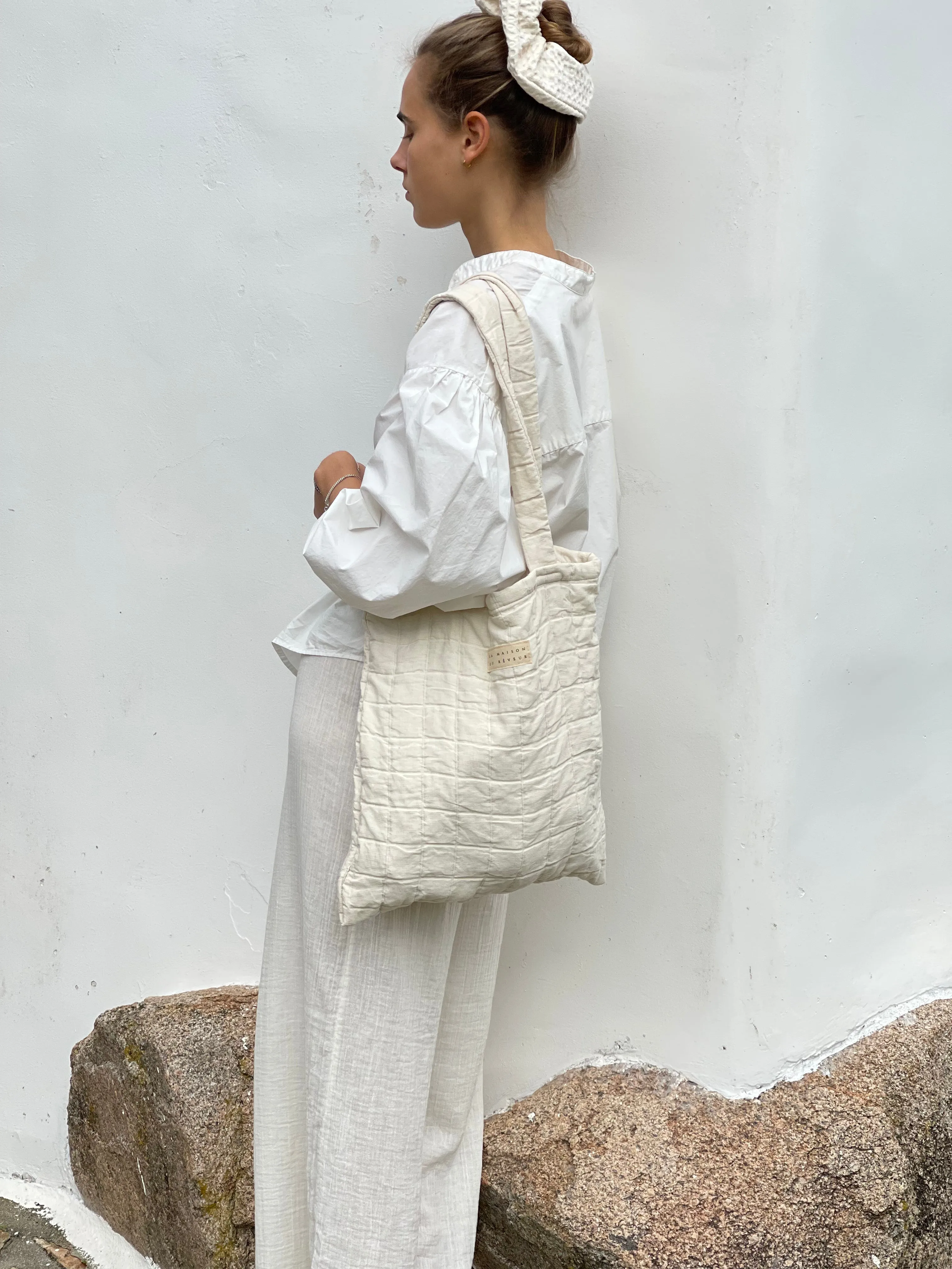 Saint Philomena Tote Bag — Natural Jacquard Cotton
