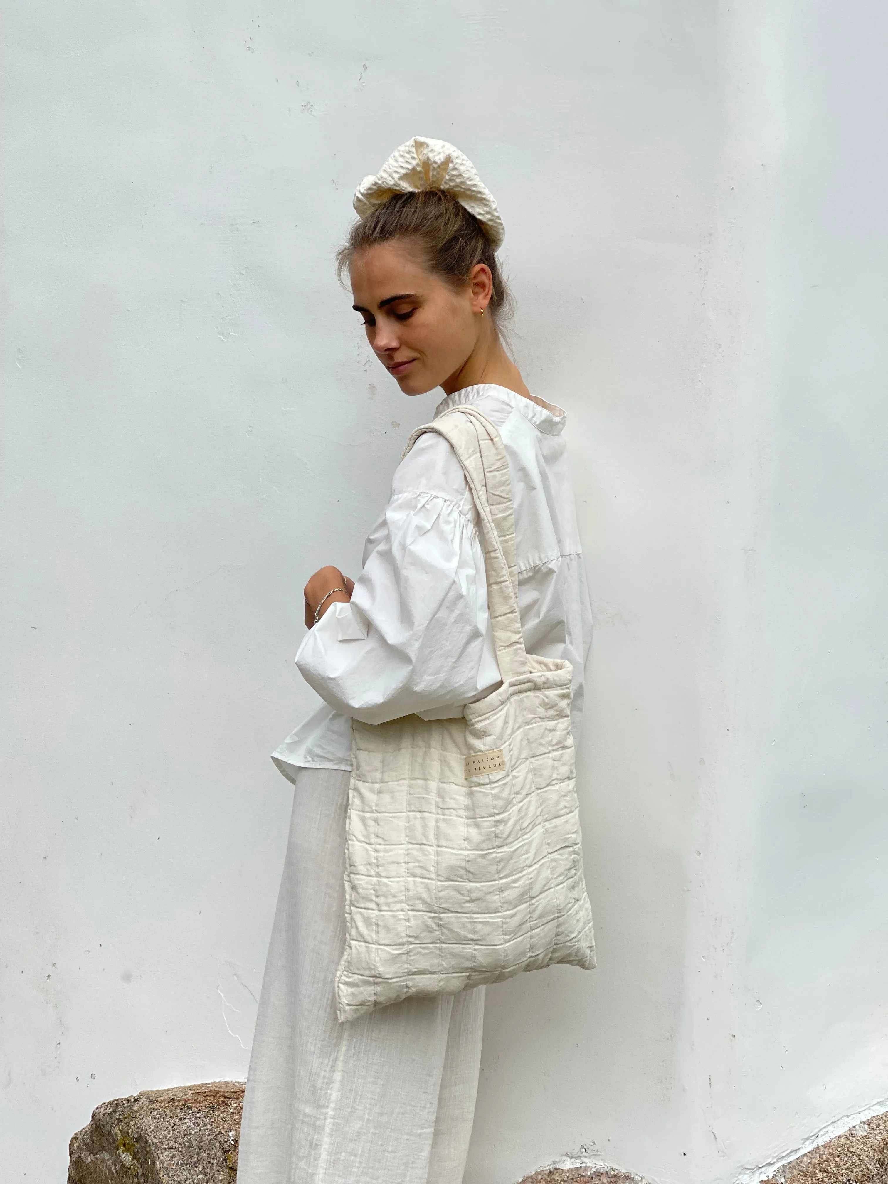 Saint Philomena Tote Bag — Natural Jacquard Cotton