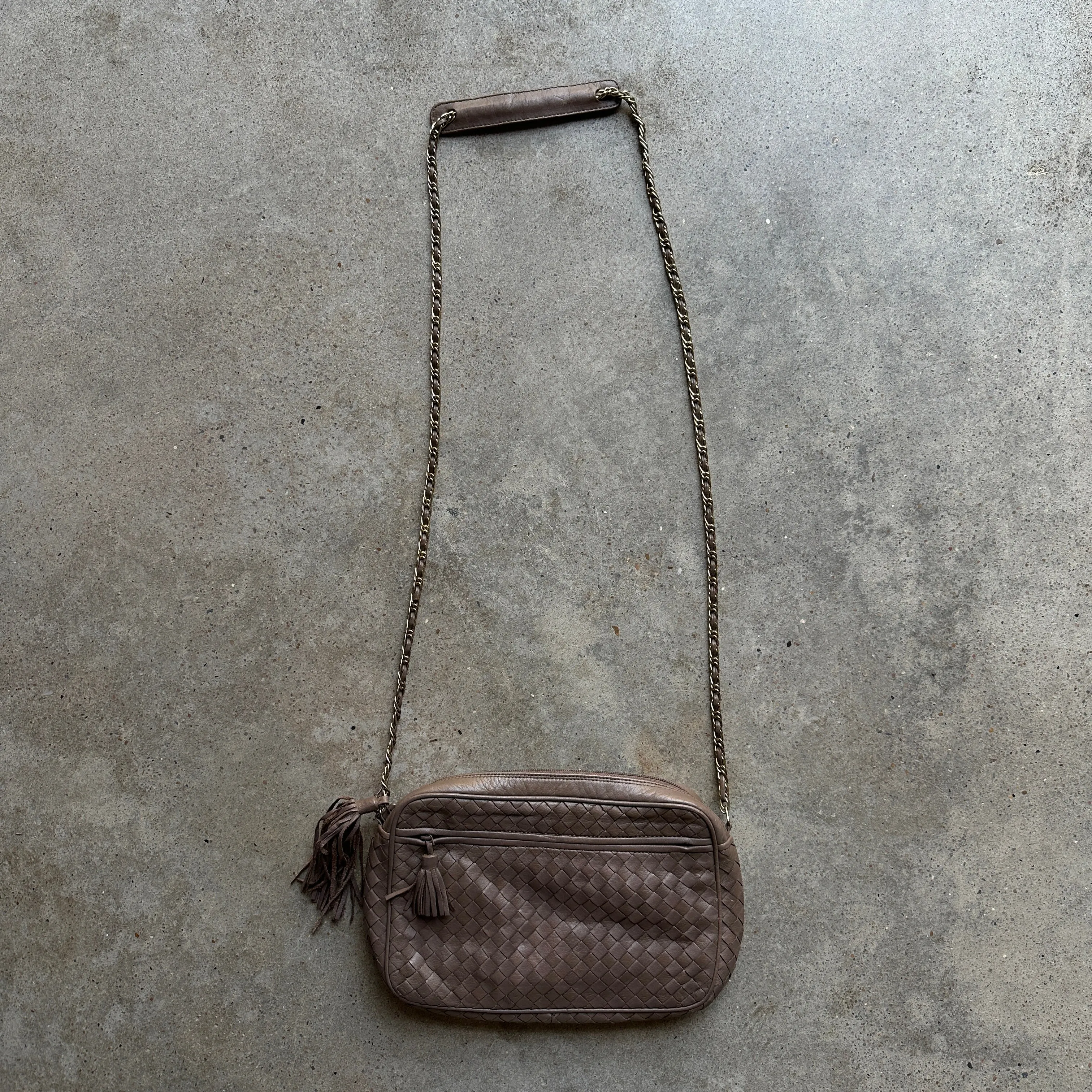 “Saks Fifth Avenue” Woven Leather Baguette Crossbody