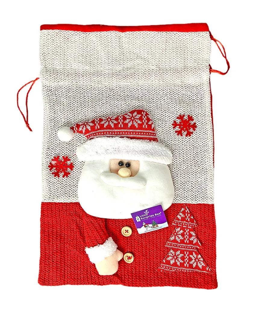 Santa Felt Knitted Christmas Sack And Gift Bag  | 13 x 21 inches