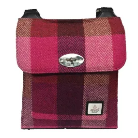 Satchel Bag Pink Squares Harris Tweed