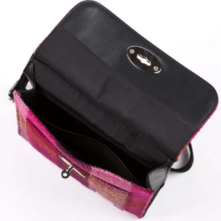 Satchel Bag Pink Squares Harris Tweed