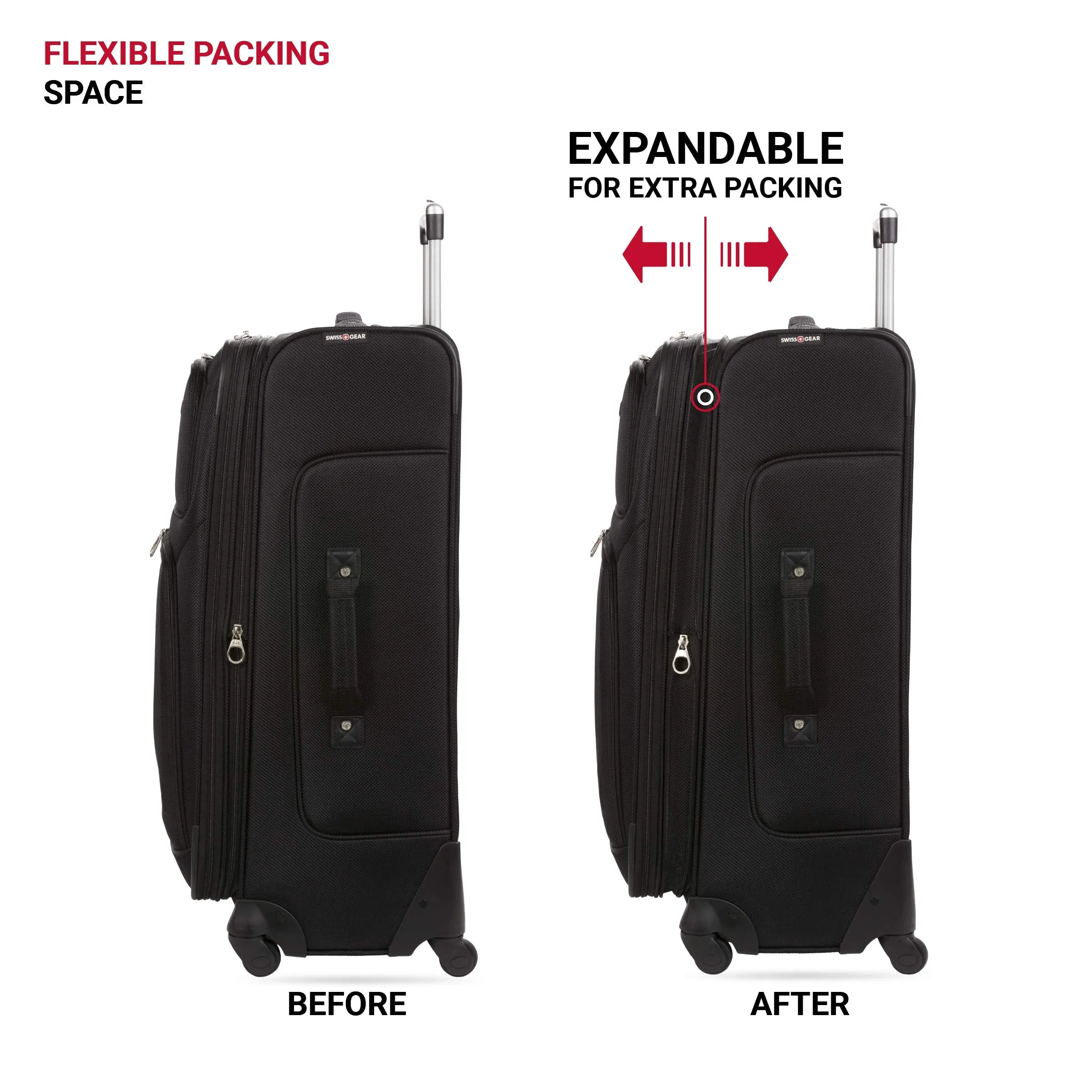 SwissGear Sion Softside Expandable Luggage, Black, Checked-Large 29-Inch