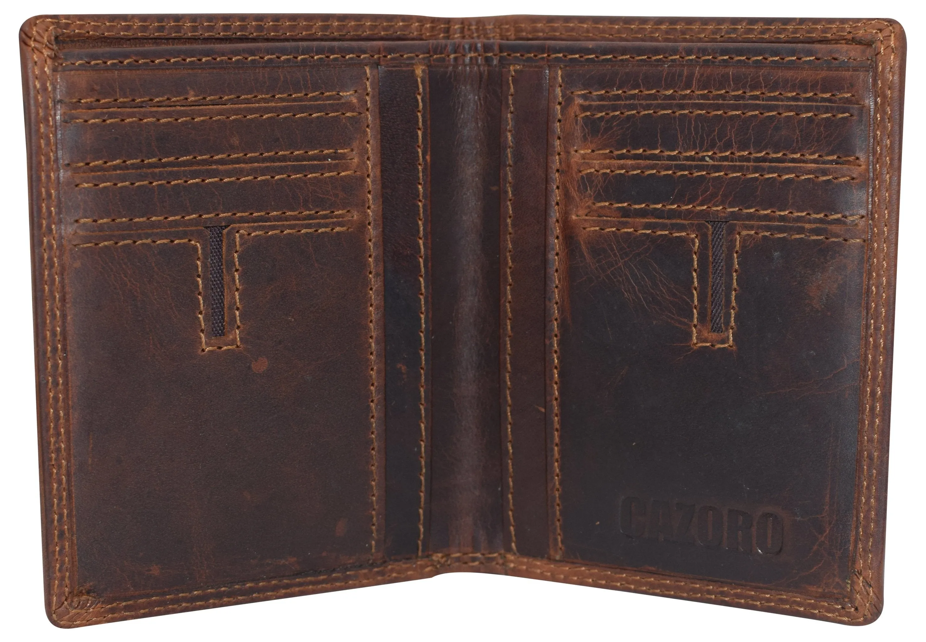Vintage Leather Mens Slim Bifold Wallet RFID Blocking Credit Card Holder Wallets for Men