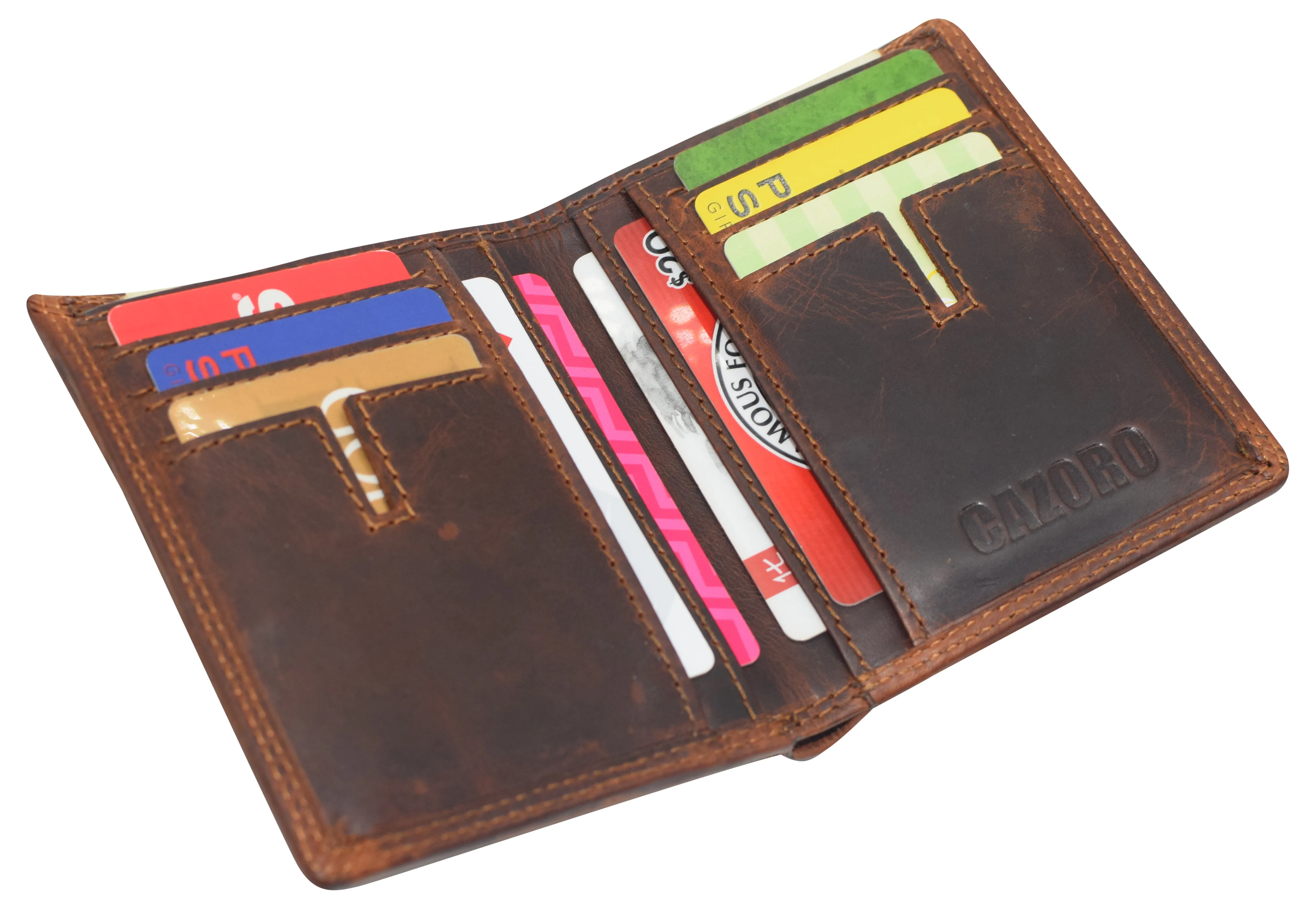 Vintage Leather Mens Slim Bifold Wallet RFID Blocking Credit Card Holder Wallets for Men