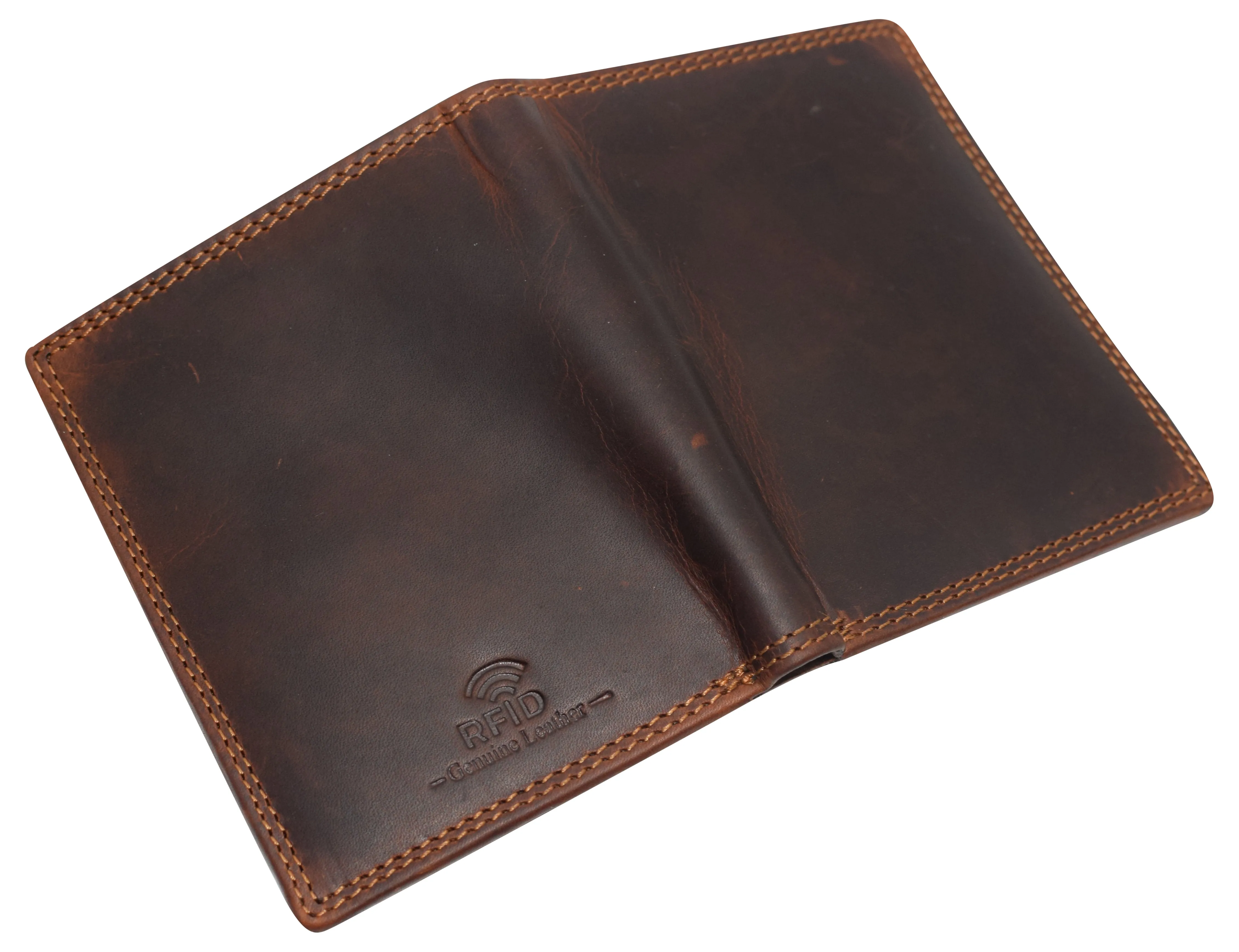 Vintage Leather Mens Slim Bifold Wallet RFID Blocking Credit Card Holder Wallets for Men