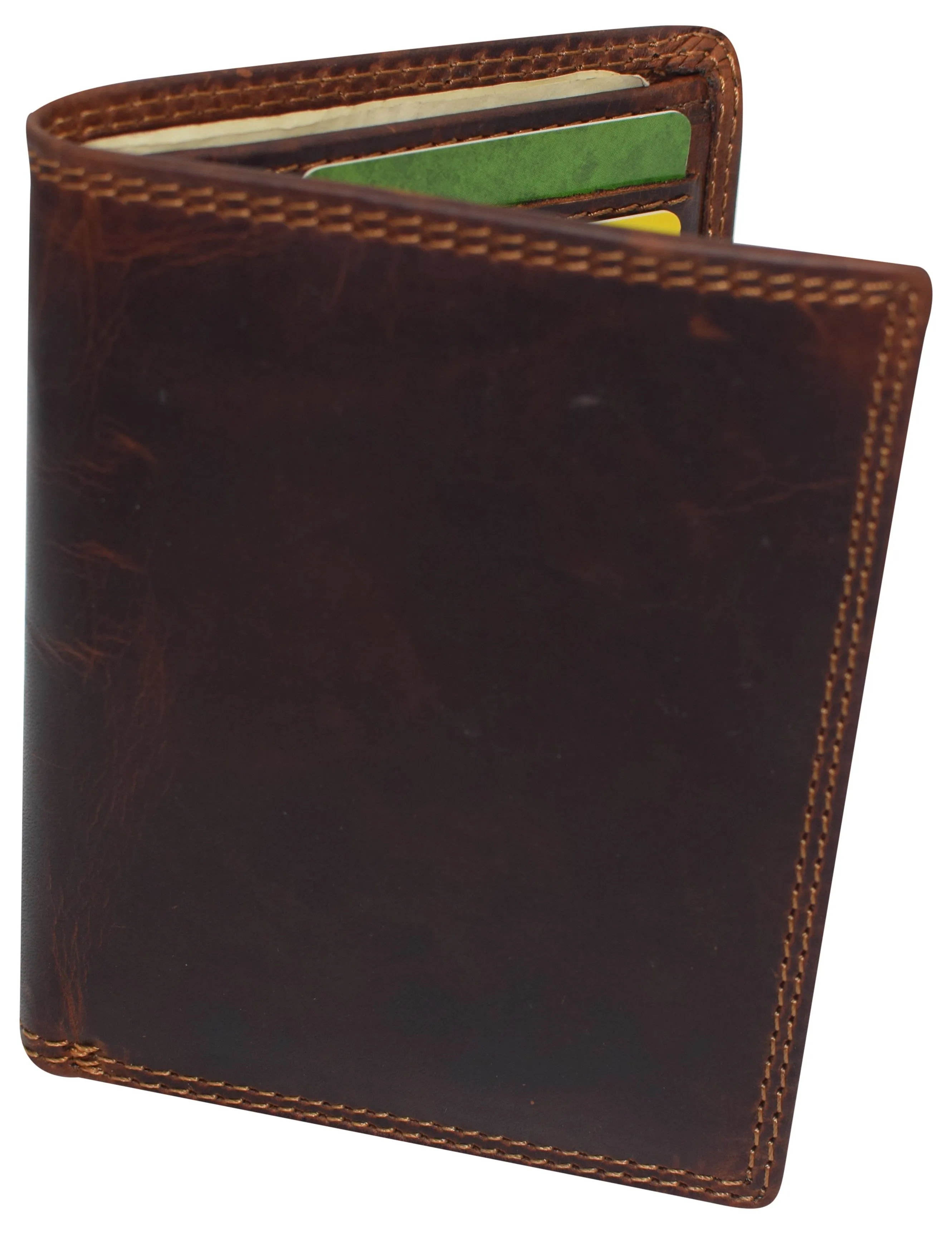 Vintage Leather Mens Slim Bifold Wallet RFID Blocking Credit Card Holder Wallets for Men