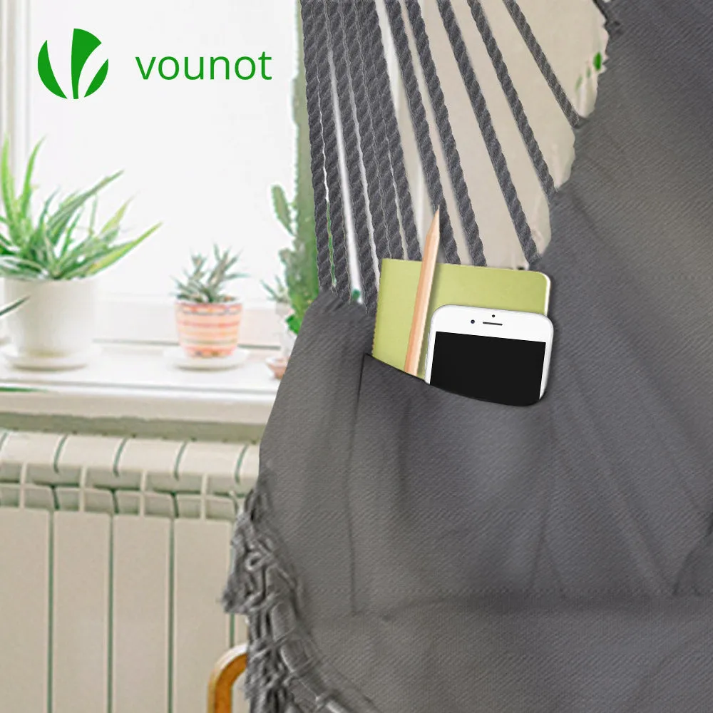 VOUNOT Hanging Hammock Chair with Cushions, Macrame Hammock Swing Chair for Garden, Bedroom, Patio, 265LBS Capacity, Grey