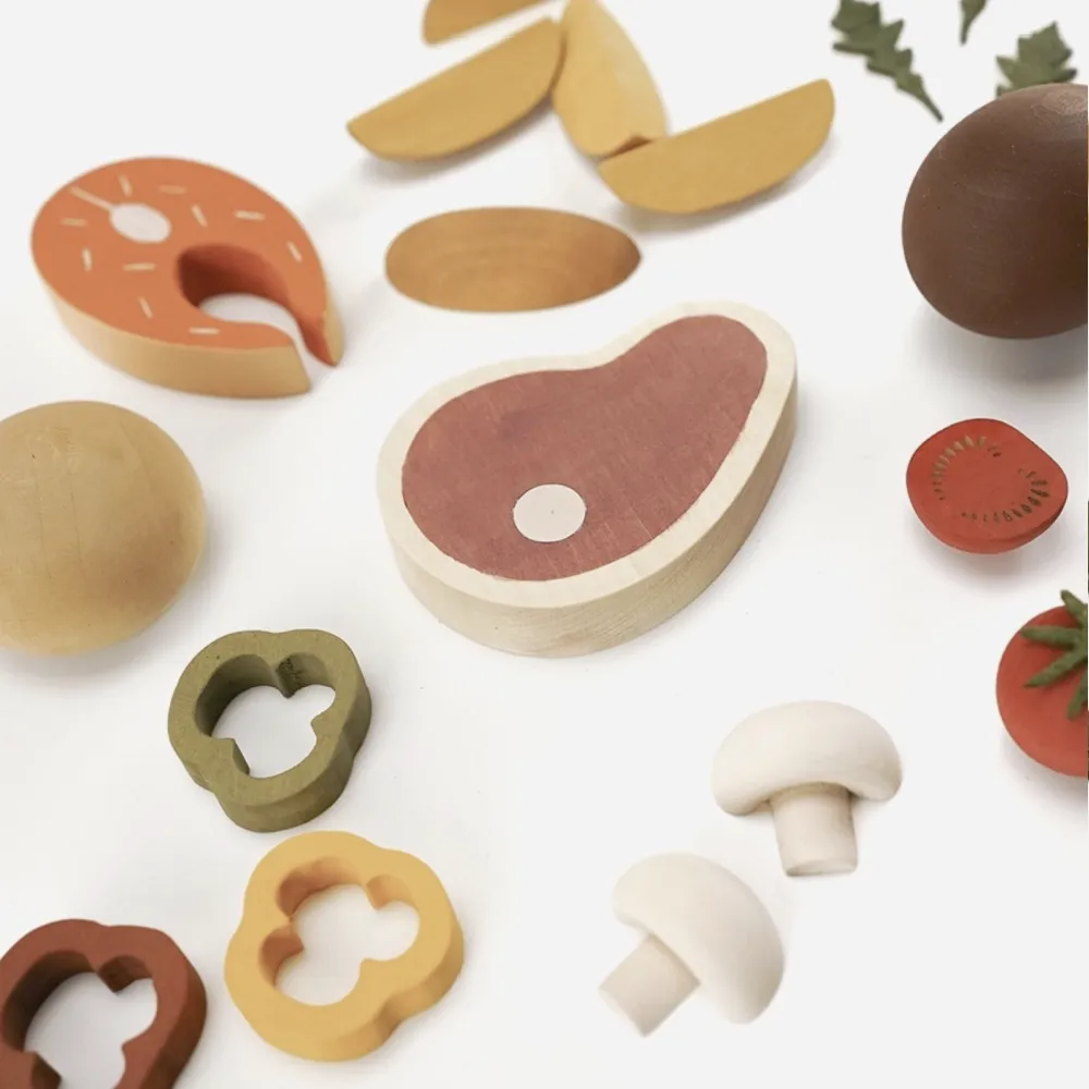 Wooden Dinner Play Food
